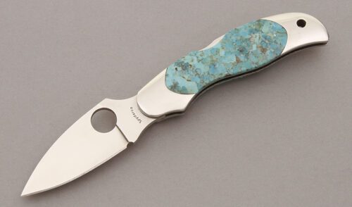 Spyderco Knives C92TQP Kopa Midlock Folder with Turquoise Handle Scales handle material - Obverse Side - Item #KLC11028
