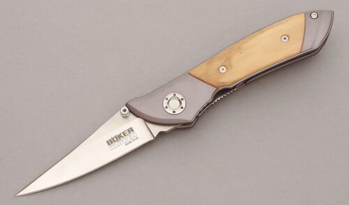 Boker Knives 110140 Andrey Linerlock Folder with CNC Machined Aluminum Frame handle material - Obverse Side - Item #KLC11030
