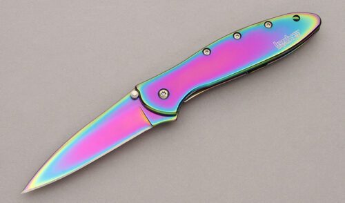 Kershaw Knives 1660 Leek Assisted Opening with 410 Stainless Titanium Oxide handle material - Obverse Side - Item #KLC11035