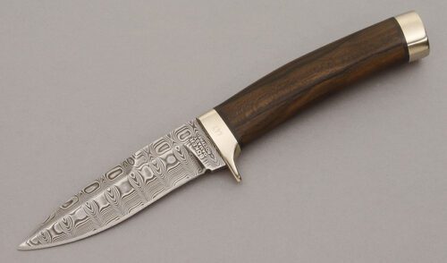 Boker Knives Damascus Hunter with Ziracote Wood Handle handle material - Obverse Side - Item #KLC11059