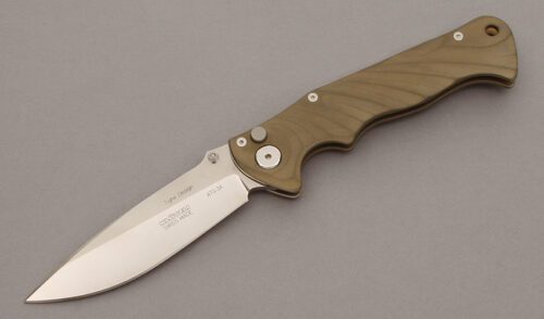 Klotzli Knives Brian Tighe Button Lock Folder with Titanium Frame handle material - Obverse Side - Item #KLC11061