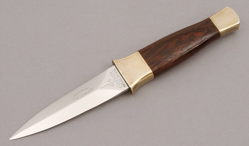 Gerber Knives Model 5811 Loveless Guardian with Tropical Hardwood Handle handle material - Obverse Side - Item #KLC11065