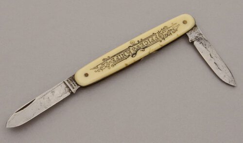 Winchester Knives Office Knife with French Ivory Celluloid Scales handle material - Obverse Side - Item #KLC11070