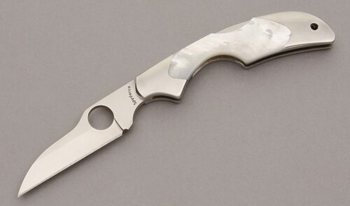 Spyderco Knives C75MP Kiwi Midlock Folder with Mother of Pearl Scales handle material - Obverse Side - Item #KLC11075