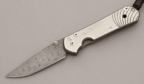 Chris Reeve Small Sebenza 21 Damascus with Titanium Frame handle material - Obverse Side - Item #KLC11086