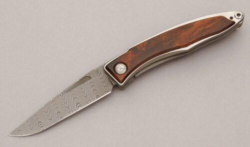 Chris Reeve Mnandi Damascus Folder with Titanium Frame handle material - Obverse Side - Item #KLC11087