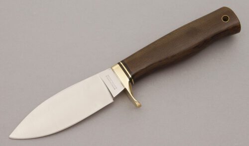 Northwoods Knives Willow Leaf Hunter with Brown Canvas Micarta Handle handle material - Obverse Side - Item #KLC11104