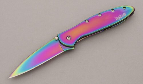 Kershaw Knives 1660 Leek Assisted Opening with 410 Stainless Titanium Oxide handle material - Obverse Side - Item #KLC11130