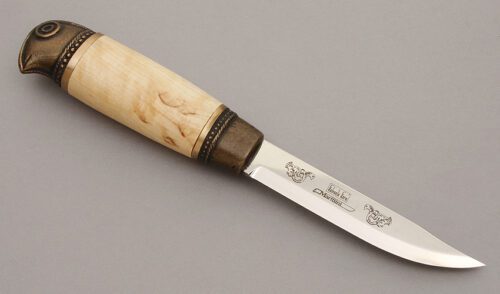 Marttiini Knives Kalevala with Curly Birch Wood Handle handle material - Obverse Side - Item #KLC11132