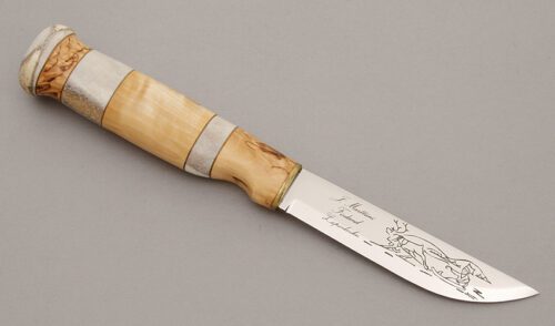 Marttiini Knives Lapp Knife with Curly Birch Handle handle material - Obverse Side - Item #KLC11133