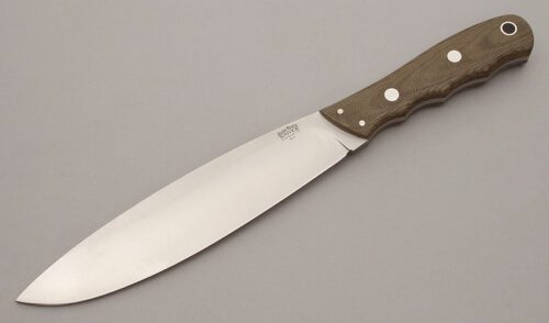 Bark River Knife & Tool Canadian Camp Knife II with Green Canvas Micarta handle material - Obverse Side - Item #KLC11136
