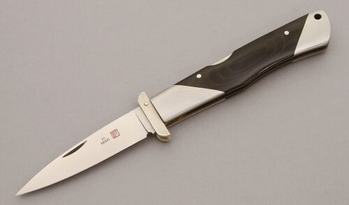 Al Mar Knives Games-Keeper with Wood Micarta Scales handle material - Obverse Side - Item #KLC11139