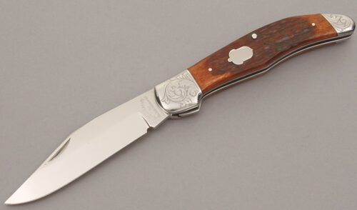 A.G. Russell KCC FH-2 Folding Hunter with Brown Jigged Bone Scales handle material - Obverse Side - Item #KLC11151