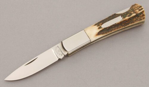 A.G. Russell Modern Barlow Lockback with Stag Handle Scales handle material - Obverse Side - Item #KLC11159