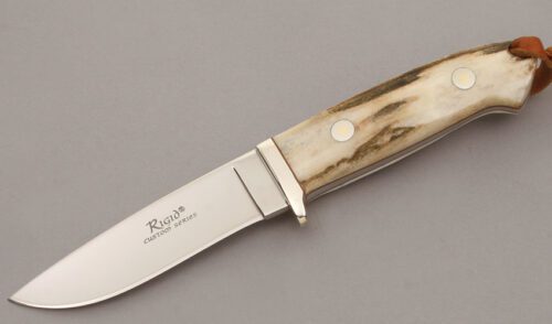 Rigid Knives Custom Series Drop Point Htr with Stag Handle Scales handle material - Obverse Side - Item #KLC11165