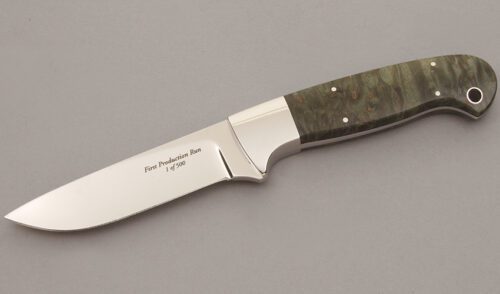 Schrade Cutlery SDH3 D'Holder Drop Point Htr with Green Maple Burl Wood Scales handle material - Obverse Side - Item #KLC11170