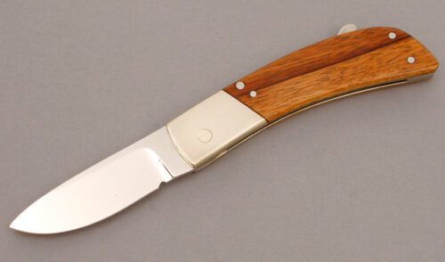 Patrick Donovan Lockback Folder with Zebra Wood Handle Scales handle material - Obverse Side - Item #KLC11203