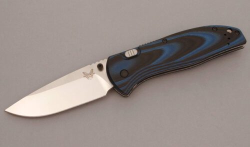 Benchmade Knives 665 APB Assist with Blue & Black G-10 Scales handle material - Obverse Side - Item #KLC11204