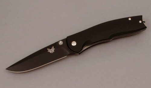 Benchmade Knives 890BK Torrent Linerlock Folder with Black G-10 Scales handle material - Obverse Side - Item #KLC11208