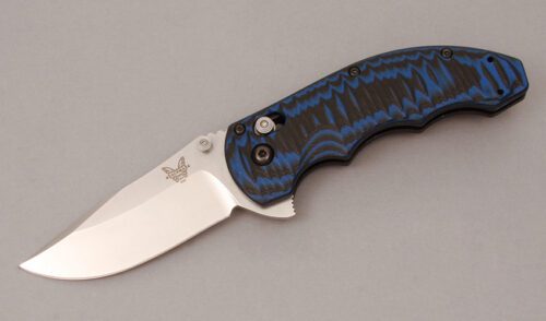 Benchmade Knives 300-1 Axis Flipper with Blue & Black G-10 Scales handle material - Obverse Side - Item #KLC11211