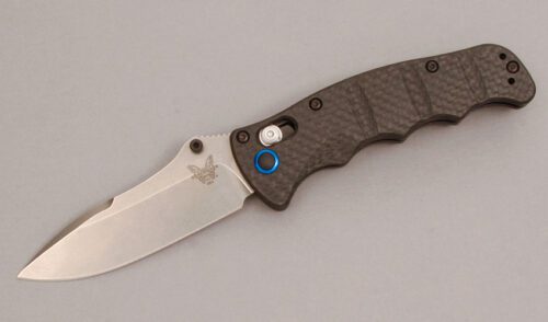 Benchmade Knives 484-1 Nakamura Axis with Machined Carbon Fiber Scales handle material - Obverse Side - Item #KLC11214