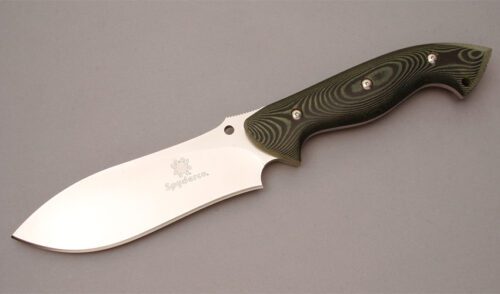 Spyderco Knives FB18P Hossom Woodlander with Green & Black Micarta Scales handle material - Obverse Side - Item #KLC11215