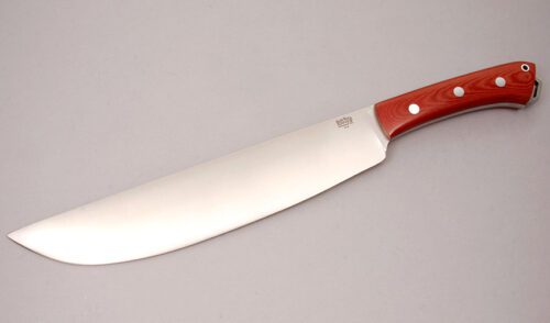 Bark River Knife & Tool Brush Knife with Red Linen Micarta Scales handle material - Obverse Side - Item #KLC11218