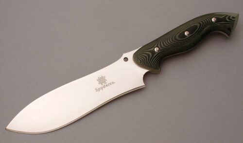 Spyderco Knives FB17P Hossom Forager with Green & Black Micarta Scales handle material - Obverse Side - Item #KLC11219