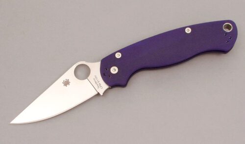 Spyderco Knives C81GPDBL2 Paramilitary 2 with Dark Blue G-10 Scales handle material - Obverse Side - Item #KLC11221