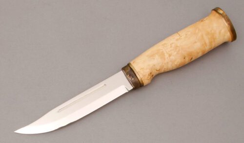Marttiini Knives Finlands Knife with Curly Birch Wood Handle handle material - Obverse Side - Item #KLC11222