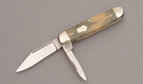 Remington Knives R575 Two Blade Jack with Black & Orange Celluloid handle material - Obverse Side - Item #KLC11231