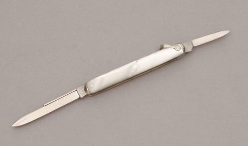 Remington Knives R6844 Two Blade Pen with Mother of Pearl Scales handle material - Obverse Side - Item #KLC11233