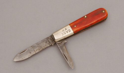 Case Cutlery 62009 Barlow Knife with Red Bone Handle Scales handle material - Obverse Side - Item #KLC11235