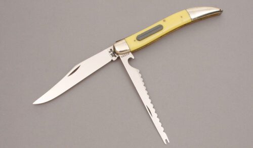Case Cutlery 32095 Fishing Knife with Yellow Delrin Scales handle material - Obverse Side - Item #KLC11239