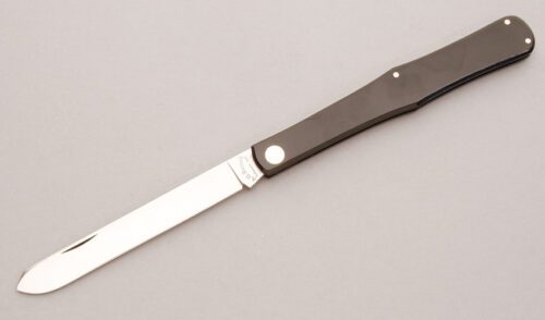 A.G. Russell Airweight Fruit Knife with Black Rucarta Handle Scales handle material - Obverse Side - Item #KLC11274