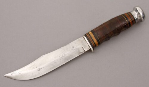 Kinfolks Knives Small Bowie with Stacked Leather Handle handle material - Obverse Side - Item #KLC11283