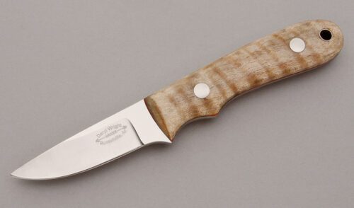 Deryl Wright Hunter with Fiddleback Maple Wood Scales handle material - Obverse Side - Item #KLC11289