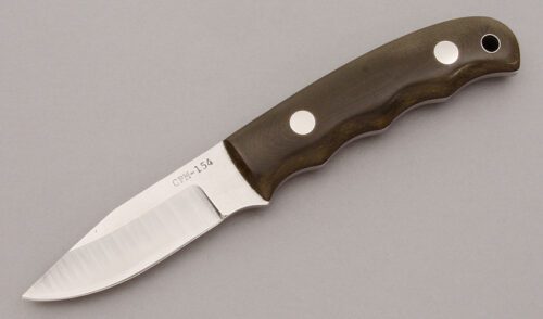 Deryl Wright Bird & Trout with Green Linen Micarta Scales handle material - Obverse Side - Item #KLC11290