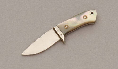 Unknown Maker Miniature R.W. Loveless Hunter with Abalone Handle Scales handle material - Obverse Side - Item #KLC11296