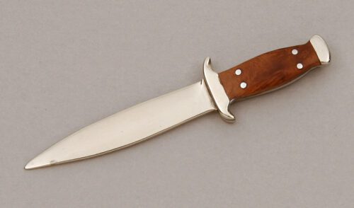 Unknown Maker Miniature Chevalier Bowie with Briar Wood Scales handle material - Obverse Side - Item #KLC11297