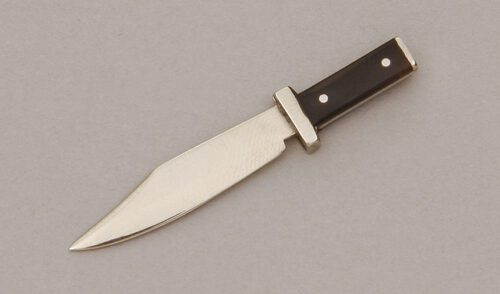Unknown Maker Miniature Wostenholm Bowie with Steer Horn Scales handle material - Obverse Side - Item #KLC11298