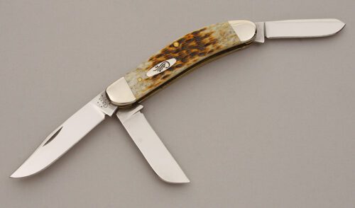 Case Cutlery TB6339 Sowbelly with Tan Jigged Bone Scales handle material - Obverse Side - Item #KLC11304