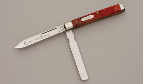 Case Cutlery R62085 Physician's Knife with Red Jigged Bone Scales handle material - Obverse Side - Item #KLC11305