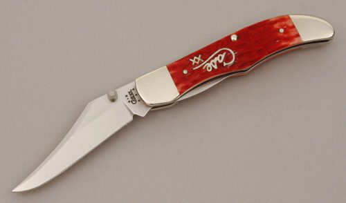 Case Cutlery 61265LC Folding Hunter with Dark Red Jigged Bone Scales handle material - Obverse Side - Item #KLC11317