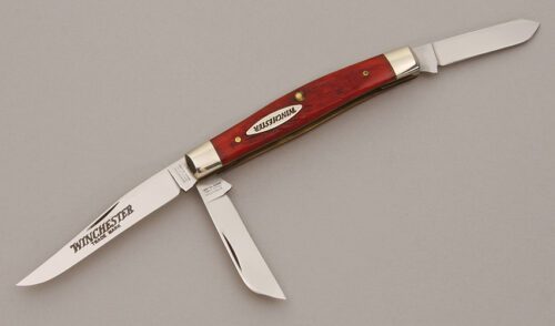 Winchester Knives W 15 3940 R Stockman with Rogers Red Jigged Bone Scales handle material - Obverse Side - Item #KLC11320