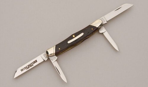 Winchester Knives W15 4935 Four Blade Congress with Brown Jigged Bone Scales handle material - Obverse Side - Item #KLC11335