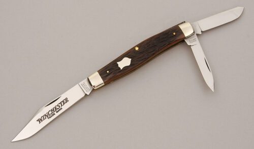 Winchester Knives W15 3907 Whittler with Brown Jigged Bone Scales handle material - Obverse Side - Item #KLC11336