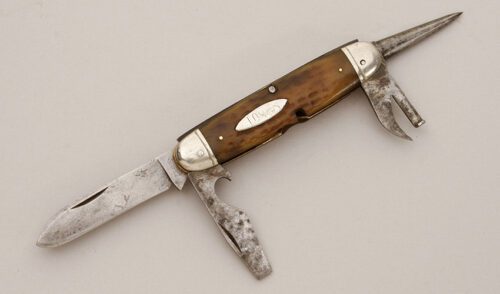 Case Cutlery Scout Knife with Brown Jigged Bone Scales handle material - Obverse Side - Item #KLC11351