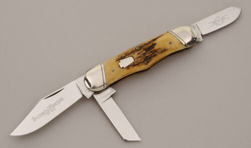 Queen Cutlery 033163 Rail Splitter with Stag Handle Scales handle material - Obverse Side - Item #KLC11374