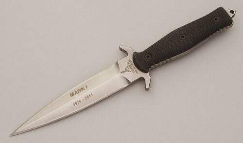 Gerber Knives 35th Anniversary Mark I Knife with Machined G10 Handle Scales handle material - Obverse Side - Item #KLC11384
